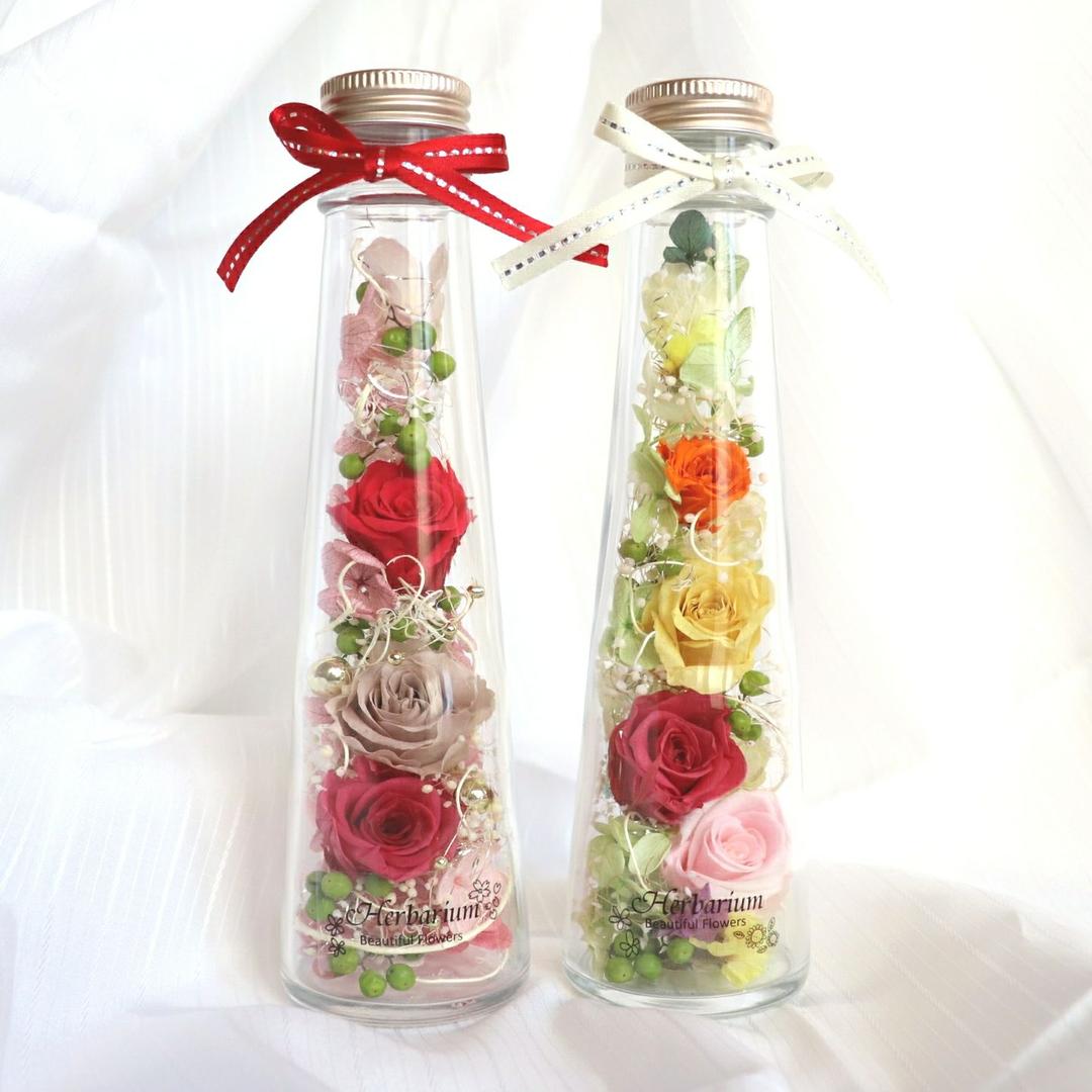 【フォロー割あり！セール】レッド&イエロー エレガント ローズ ハーバリウム