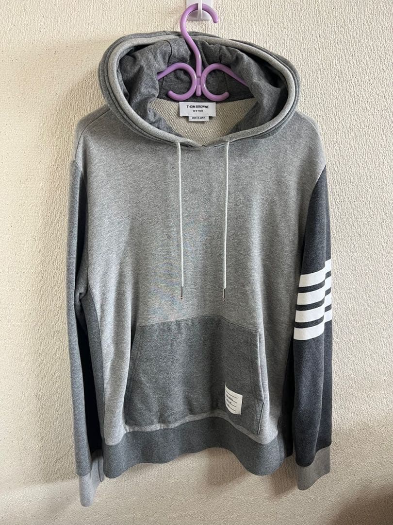 THOM BROWNE グレー フード付きパーカー サイズ3